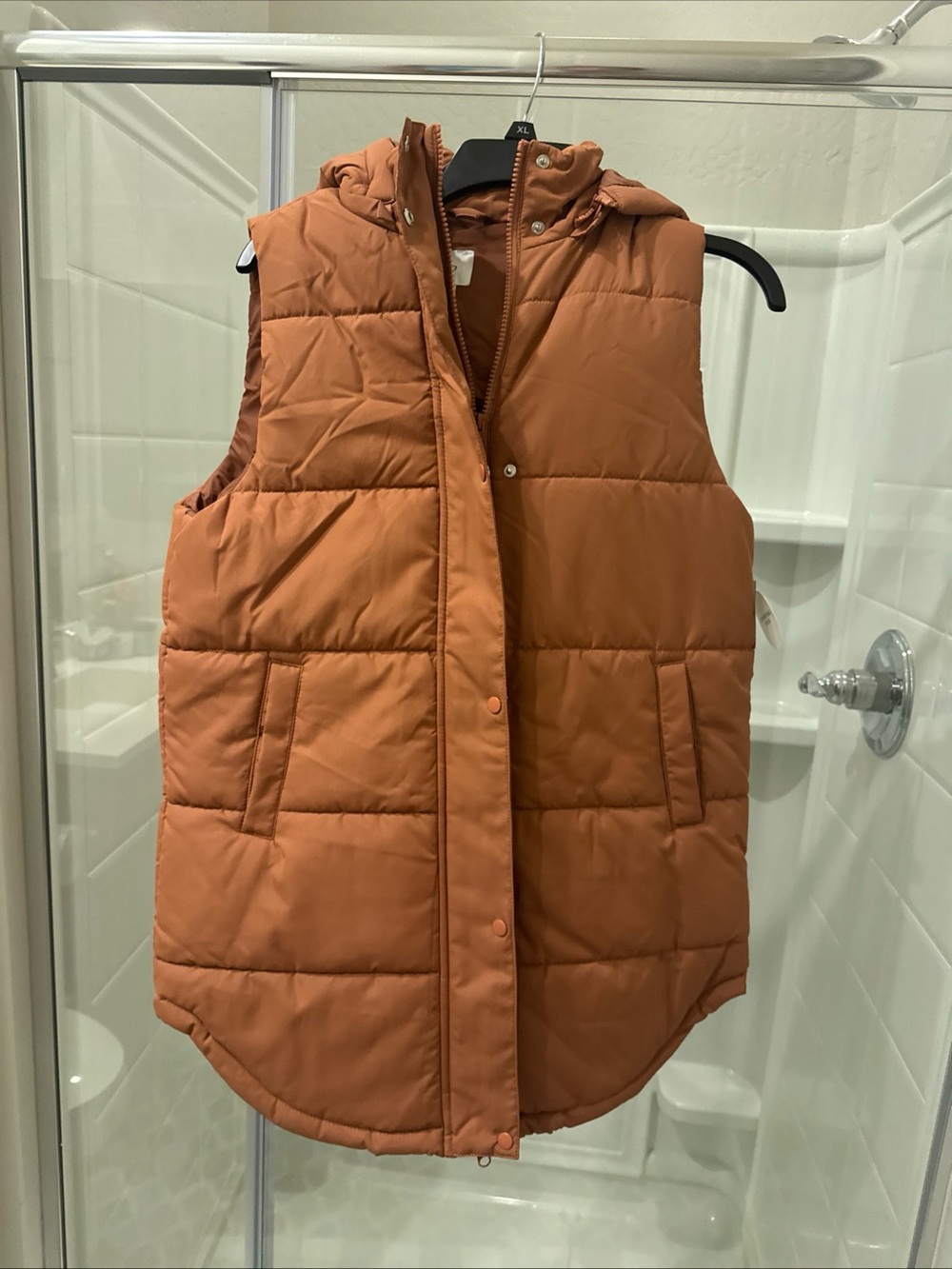 Women’s Quilted Hooded Puffer Vest - Brown